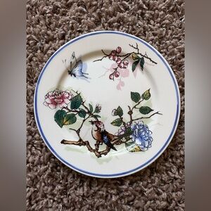 Gien Ceramic Wine Coaster Plate Meilleurs Voeux 2008 France Bird Butterfly